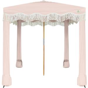 AMMSUN Beach Cabana with Fringe & Wood Pole, 7' x 7' Boho Canopy
Tassels, Easy Set Up, UV50+ Protection, Easy to Carry with Bag, Unique for Special Occasion and Parties, Pink Coral