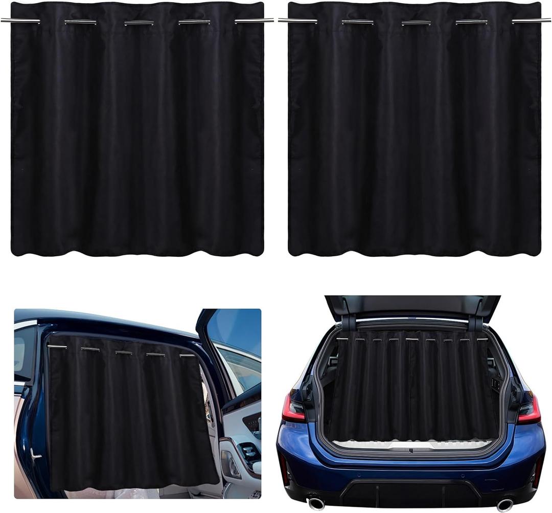 ZATOOTO Car Side Window Shades with Rods, Car Shades for Back Windows Baby Length Adjustable for Most Cars, Dual Use As Car Sun Shade Side Window and Back Hatch Tailgate Shade