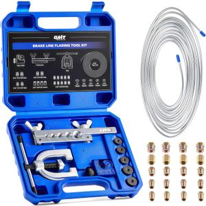 Orion Motor Tech 3/16 in Brake Line Kit, Brake Line Flaring Tool Kit with 25 ft Brake Line, 16 Fittings & 4 Unions, Double & Single Flaring Tool Kit for Most Hydraulic Braking Fuel Systems