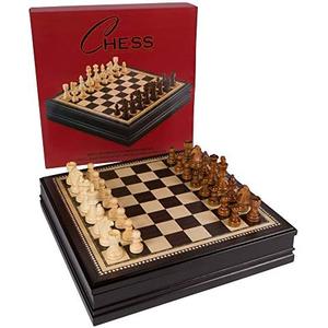 Kavi Inlaid Wood Chess Board Game with Weighted Wooden Pieces, Large 18 x 18 Inch Set