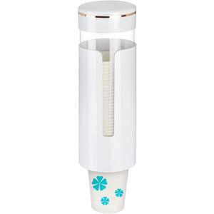 Cup Dispenser, Pull Type Water Cooler Cup Holder Fit 4oz-7oz Disposable Cups, Upgraded Wall Mounted Mouthwash Cup Dispenser for Bathroom Office Gym School (White)
