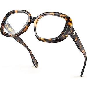 VISOONE Oversized Round Computer TR90 Blue Light Blocking Glasses for Women Men Lavinia