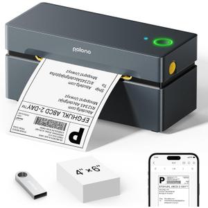 POLONO Bluetooth Thermal Shipping Label Printer, Wireless 4x6 Shipping Label Printer for Small Business, Support iOS, Android, Windows, Mac. Compatible with Amazon, Ebay, Shopify, Etsy, USPS (Grey)