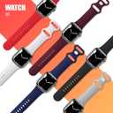 2 x (6 Packs) Sport Bands Compatible with Apple Watch Band 38mm 40mm 41mm 42mm 44mm 45mm 46mm 49mm Silicone iWatch Band Ultra 3 2 1 SE Series 11 10 9 8 7 6 5 4 3 2 1 Women Men (Red/White/Wine Red/Midnight Blue/Black/Gray)