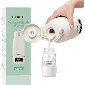 Portable Bottle Warmer for Travel, Fast Baby Bottle Warmer Portable with Precise Temperature Control, 17 OZ Milk Warmer, LeakProof Cordless Breastmilk Warmer, Fits Most Baby Bottles for On the Go