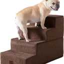 EHEYCIGA Dog Stairs for Bed 18" H, 4-Step Dog Steps for High Bed, Pet Steps for Small Dogs and Cats, Non-Slip Balanced Pet Indoor Ramp, Brown