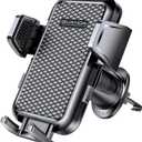 Firm-hold Air Vent Car Phone Holder for iPhone, Rotatable Universal Phone Mount with Adjustable Wide Clamp Metal Hook,Anti-Vibration, Single-Press Release, Heat-Resistant,(Upgrade Hook Clip Never Shake) (AC-Black)