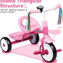Liberry Toddler Tricycle Age 2 3 4 Years Old, Kids Trike with Bell, Back Basket and Removable Pedal, 3 Wheel Bike Birthday Toys Gift for Girls Boys, Pink, Large