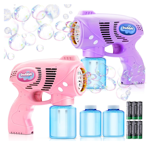 JOYIN 2 Bubble Guns with 2 Bottles Refill Solution, Bubble Machine Gun for Kids, Toddlers, Party Favors, Summer, Outdoors Activity, Wedding, Easter, Birthday Gift