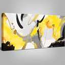Wall Art for Living Room, Yellow and Black Abstract Canvas Wall Art, Colorful Fluid Lines Wall Decor Canvas Paintings, Black Framed Artwork Modern Paintings Pictures Wall Decor 20×40 inches