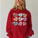 IZYJOY Women Valentine's Day Sweatshirt Teacher Positive Affirmations Heart Pullover Top Candy Hearts Graphic Crewneck Shirts (Red, M)
