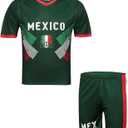 Soccer Jersey Kids #10 National Team Boys&Girls Soccer Shorts Youth Football Practice Jersey/Shirt Set Gift for Soccer Fans (6 Years, Drack-green)