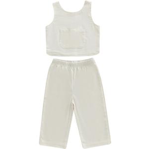 Douhoow Toddler Baby Girl Outfits Sleeveless Round Neck Baby Tank Tops Pants Boys Girls Summer Clothes