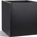 1 Pcs Extra Large Black Square Planter Box Outdoor 17" L x 17" W x 18" H Heavy Galvanized Steel Planters with Drainage Holes Divider for Patio Porch Tall Plants