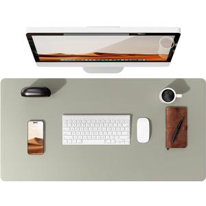 YSAGi Leather Desk Protector, Office Mat, Large Mouse Mat, Non-Slip PU Leather Blotter, Laptop Desk, Waterproof Writing Pad for Office and Home (Sage Green, 31.5" x 15.8")