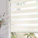 Persilux Blackout Zebra Blinds for Windows (35.5" W x 47" H, Beige) Cordless Zebra Shades for Indoor Windows, Sheer Shades Thermal Insulated Blinds with Upgraded Cassette, Window Shades for Home