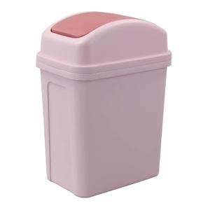 7 L Small Garbage Can with Swing Lid, 1.8 Gallon Indoor Trash Bin with Lid (Pink)