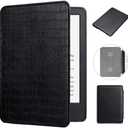 MonsDirect Case for Kindle Paperwhite 5th/6th/7th Generation 6" (Fits All 2012, 2013, 2015 and 2016 Versions), Slim PU Leather Cover with Hand Strap & Smart Auto Sleep/Wake, Crocodile Black