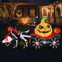 9 FT Long Halloween Inflatable Decoration Grim Reaper Driving Pumpkin Carriage