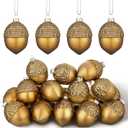 Lyrow 24 Pcs Christmas Acorn Ornaments Artificial Acorn Decor Small Hanging Ornament for Christmas Tree DIY Crafts Plastic Farmhouse Mini Fake Deco for Crafts Xmas Winter Party Decorations (Bronze)
