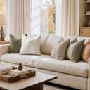 MIULEE Boucle Throw Pillow Covers 20x20 Inch Set of 2 Oatmeal Faux Leather Textured Decorative Pillow Cases Boho Farmhouse Accents Cushion Covers for Couch Bed Livingroom Home Decor