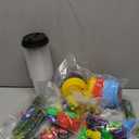 218 Pcs Video Game Party Favors Set Includes Drink Cup with Lid Game Card Pencil Sharpener Eraser Stickers Slap Bracelet Keychain Stamp Sticker Ribbon for Gamer Birthday Party