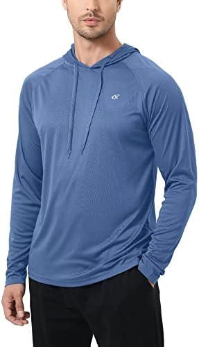 Yundobop Men's UPF 50+ Rash Guard Swim Shirt Long Sleeve Athletic Hoodies Lightweight Fishing Running Thumbholes Shirt, XL, Stone Blue