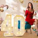 imprsv 3FT 40 Light Up Numbers Large Marquee Numbers, Big Numbers 40 with Lights 40th Birthday Anniversary Decorations for Women Men