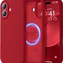 LOVE 3000 Designed for iPhone 17 Case, Premium Silicone [Compatible with Magsafe][Soft Anti-Scratch Microfiber Lining] Shockproof Protective Phone Case for Men Women 6.3", Red