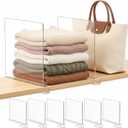 SortNStore Shelf Dividers Purse Organizer for Closet: 11-inch Tall(Extra Tall) Acrylic Sweater Organizer - Upgraded Extra Height for Large Handbags, Totes, Clothes, Towels on Wood Shelves 6-Pack