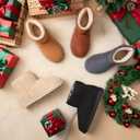 Zizor Women's Cozy Short Bootie Slippers, Winter Warm Hard Bottom House Shoes with Fuzzy Lining (9, Brown)