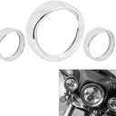 7 inch Headlight Trim Ring Decorate Visor + 4 1/2" Fog Light Trim Ring Turn Signal Trim Ring Set Fit for Harley Softail Touring Chrome