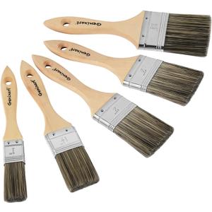 Double Thick Chip Paint Brush Set,Wood Stain Brushes for Painting Walls and Fence Staining, Wooden Handle Masonry Paintbrush for Varnish, Paste and Gesso (5 Pack Assorted Sizes) (5-Pack(1"- 1"- 2"x2- 2"))