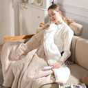 Twin Electric Blanket 62"x84" Heating Blanket Twin, Wheat Pattern Ultra-Soft Flannel & Thick Sherpa with 5 Heat Settings & 10 Hour Auto Shut-Off, ETL & FCC Certified, Machine Washable Home Use, Beige