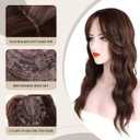 LEEONS Hair Toppers for Women 20-Inch Long Wavy Synthetic Wiglets With Bangs - Clip-in Hair Pieces for Thinning Hair, Balayage Chocolate Brown to Honey Blonde