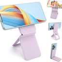 Phone Stand, Foldable Magnetic Phone Tripod, Angle Adjustment & Strong Magnets PU Leather Phone Stand, Compatible with All Smart Phone 16/15/14/13/12 (Purple)