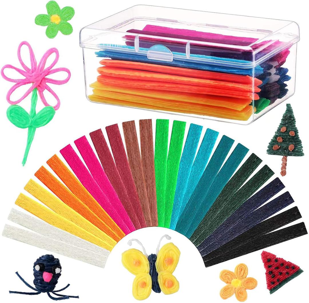 600 Pieces Wax Craft Sticks for Kids Bendable Sticky Yarn Molding Sculpting Sticks in 13 Colors with Plastic Storage Box for Handicraft DIY School Project Supplies