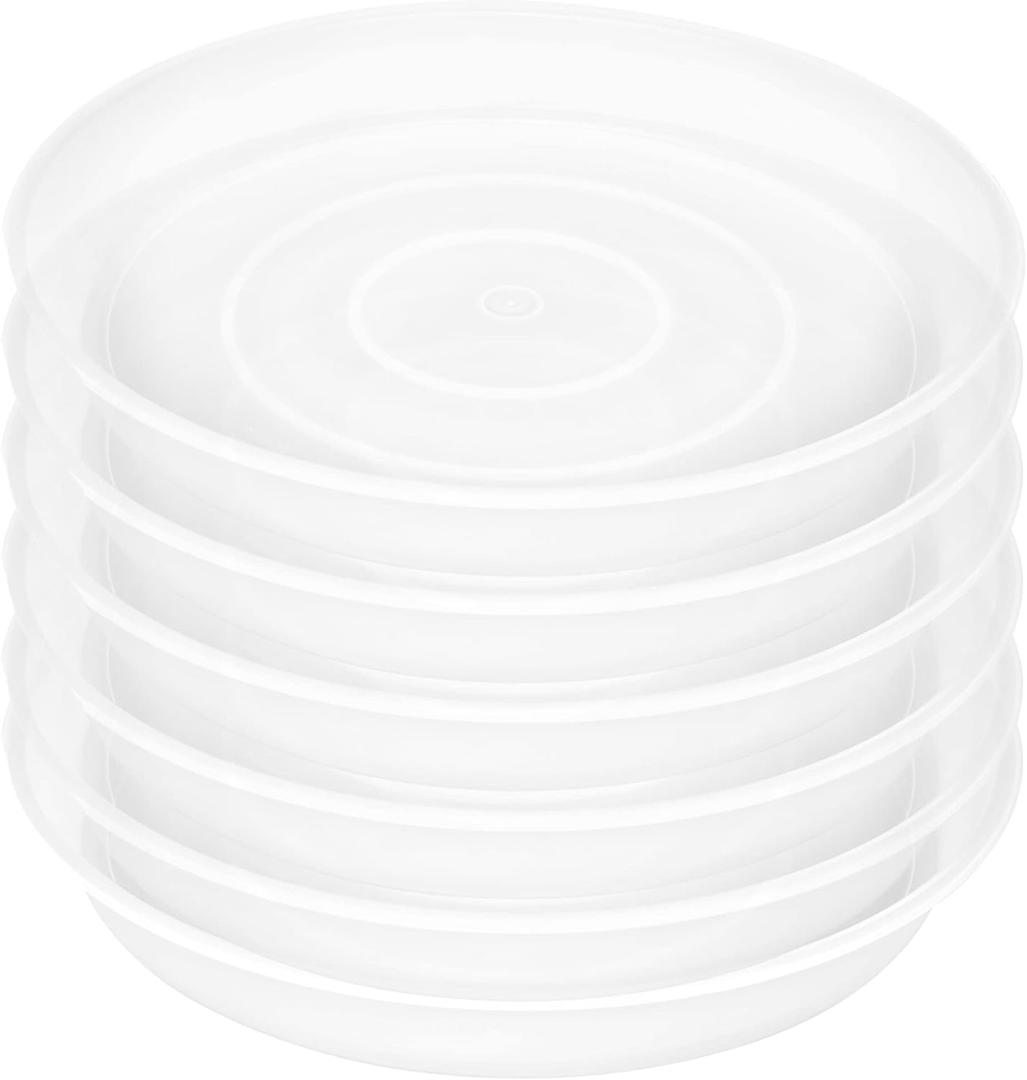 Bleuhome 6 Pack Plant Saucer Tray, 4 5 6 8 10 12 13 15 17 19 inch Plant Saucers, Heavy Duty Plastic Plant Drip Trays for Indoors, Flower Plant Water Tray, Plant Trays for Pots Base (6 inch, Clear)