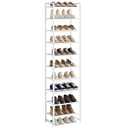 Nunsino Narrow Shoe Rack, 10-Tier Metal Shoe Organizer,Tall Shoe Shelf with Anti-Tip Strap, Max Holds 20 Pairs,Space Saving for Closet,Entryway,White