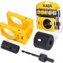 KATA 1-3/8" - 1-3/4" Door Lock Installation Kit for Wooden Doors with Guide Template, Door Lock Hole Saw, Carbon Steel (Yellow)