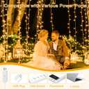 Ollny Curtain Lights 6.6x6.6ft, 200 LED String Lights with Remote 8 Modes Dimmable Timer, USB Power Fairy Light for Bedroom Backdrop Indoor Wall Window Christmas Decorations, Warm White