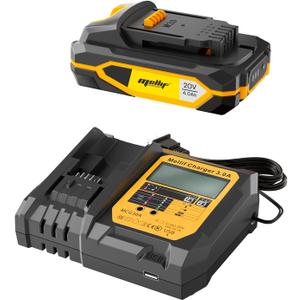 Mellif 20V 4.0Ah Battery and Fast Charger Kit, Replacement for DeWalt 20V MAX Battery and Charger, Compatible with DeWalt and Mellif Tools, Smart Charging with LCD Display