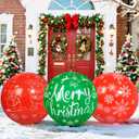 3 PCS 32 Inch Christmas Inflatable Balloons PVC Large Christmas Inflatable Outdoor Balls for Xmas Garden Lawn Yard Holiday Front Door Decoration