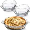 Uiifan 4 Pack 6 Inches Mini Glass Pie Pan for Baking 11.6 oz Clear Pie Plate with Handles Round Glass Dish for Baking and Serving, Snacks, Salads, Desserts