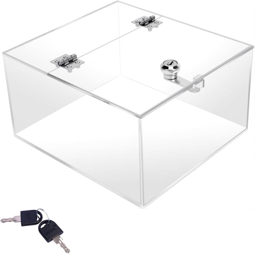Large Clear Lock Box - 8.77.94.7 Inches Acrylic Display Case with Lock, Transparent Lockbox with Keys for Secure Storage & Showcase