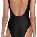 MIAIULIA Women's Retro 80s/90s Inspired High Cut Low Back Padding One Piece Swimwear Bathing Suits (Black, S)