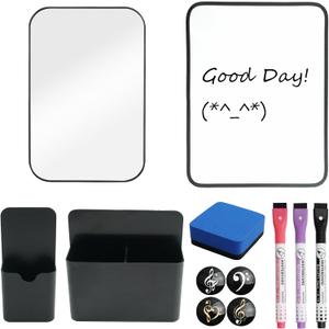 12 PCS Locker Accessories, Locker Decorations for Girls, Back to School Essentials Magnetic Locker Organizer, Include Locker Mirror, Locker White Board, Pen Holders, Eraser and Magnets (Black)