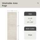Valenrug Washable Rugs 2x10 - Stain Resistant 2x10 Area Rugs for Living Room, Non Slip Backing Large Area Rugs for Bedroom, Folable Machine Washable Area Rug (2'x10', Beige)