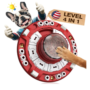 KADTC Dog Advanced Puzzle Toys Level 4 in 1 for Smart Dogs Mental Brain Stimulation Game Slow Food Puzzles Hard Feeder Puppy Treat Mind Games Cognitive Interactive Intelligence Training Toy Red