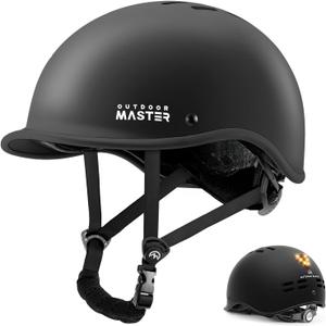 OutdoorMaster Bike Helmet for Adults,Adjustable Cycling Helmet with Light for Men & Women - Safety Certified for Bicycle Skateboard Road Bike Skating Roller Commuting Helmet (Medium, Meteorite Black)